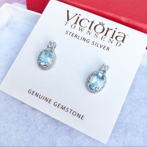 NEW Genuine Blue Topaz and Diamond Earrings